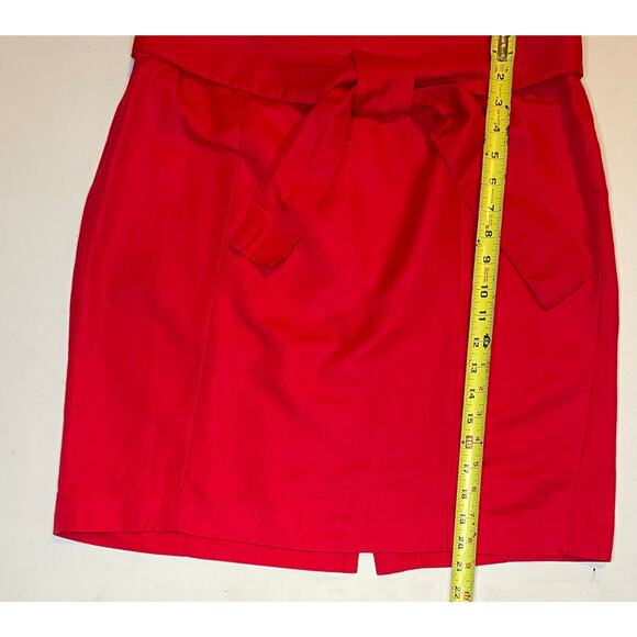 Banana Republic Red Linen Cotton Skirt Women’s Sz 14 Pencil Tie Waist office - Picture 7 of 10